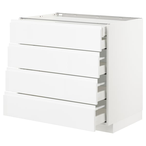 METOD Base cb 4 frnts/2 low/3 md drwrs, white Maximera/Voxtorp high-gloss/white, 90x60x80 cm