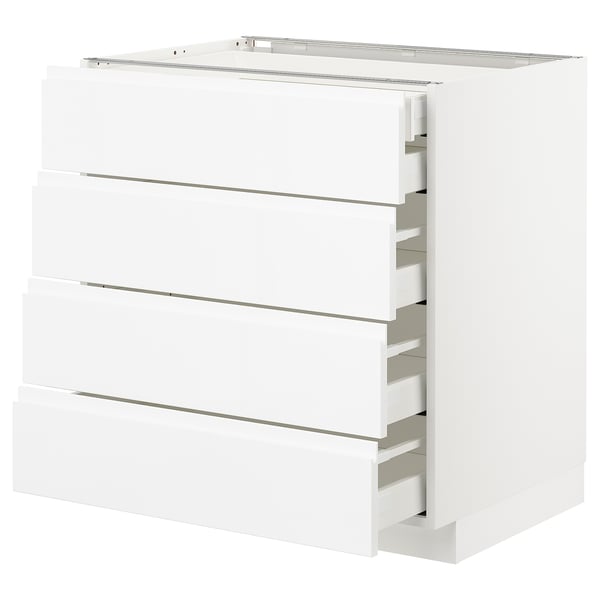 METOD Base cb 4 frnts/2 low/3 md drwrs, white Maximera/Voxtorp high-gloss/white, 80x60x80 cm