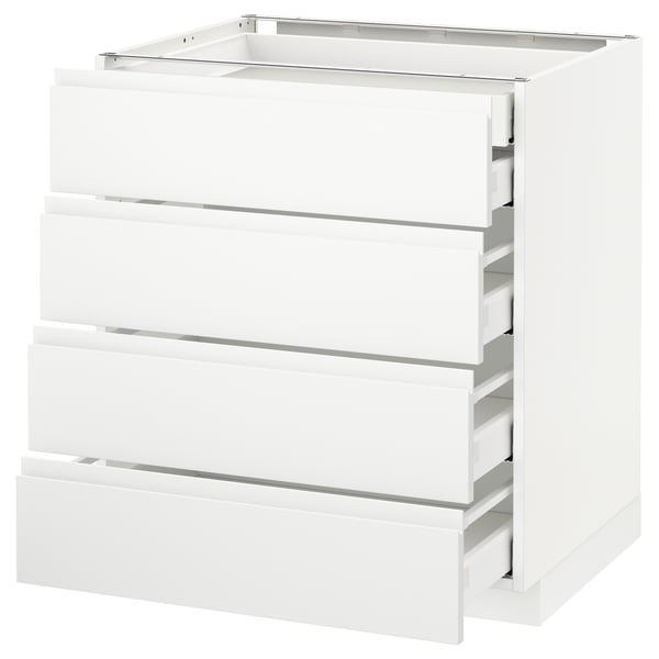 METOD Base cb 4 frnts/2 low/3 md drwrs, white Maximera/Voxtorp matt white, 75x60x80 cm
