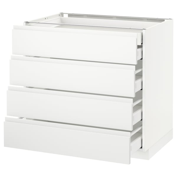 METOD Base cb 4 frnts/2 low/3 md drwrs, white Maximera/Voxtorp matt white, 90x60x80 cm
