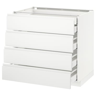 METOD Base cb 4 frnts/2 low/3 md drwrs, white Maximera/Voxtorp matt white, 90x60x80 cm