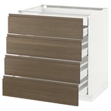 METOD Base cb 4 frnts/2 low/3 md drwrs, white Maximera/Voxtorp walnut, 80x60x80 cm