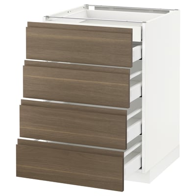 METOD Base cb 4 frnts/2 low/3 md drwrs, white Maximera/Voxtorp walnut, 60x60x80 cm