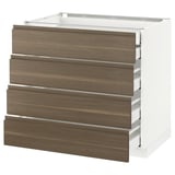 METOD Base cb 4 frnts/2 low/3 md drwrs, white Maximera/Voxtorp walnut, 90x60x80 cm