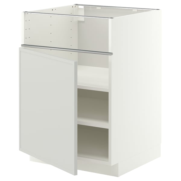 METOD Base cb f hob/fish grill/door, white/Aspudden light grey, 60x60x80 cm
