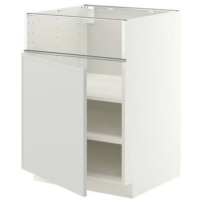 METOD Base cb f hob/fish grill/door, white/Aspudden light grey, 60x60x80 cm