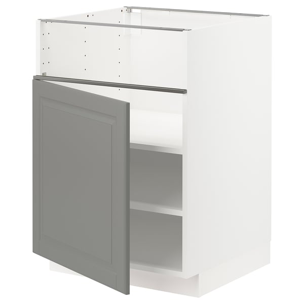 METOD Base cb f hob/fish grill/door, white/Bodbyn grey, 60x60x80 cm