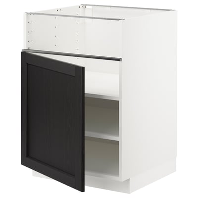 METOD Base cb f hob/fish grill/door, white/Lerhyttan black stained, 60x60x80 cm