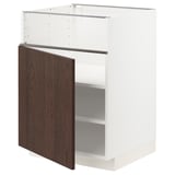 METOD Base cb f hob/fish grill/door, white/Sinarp brown, 60x60x80 cm