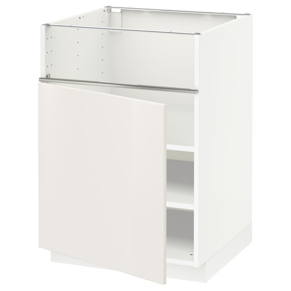 METOD Base cb f hob/fish grill/door, white/Veddinge white, 60x60x80 cm