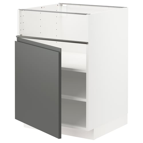 METOD kitchen unit: matt dark grey, modern, boxy, 2 shelves, metal & particleboard.