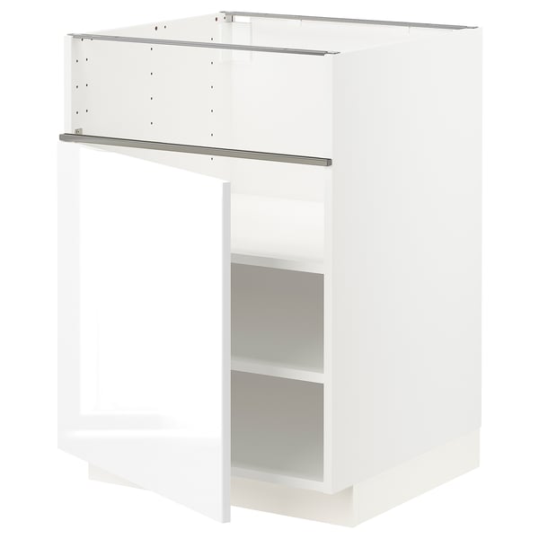 METOD Base cb f hob/fish grill/door, white/Voxtorp matt white, 60x60x80 cm
