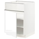 METOD Base cb f hob/fish grill/door, white/Voxtorp matt white, 60x60x80 cm