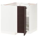 METOD Corner base cabinet with carousel, white Askersund/dark brown ash effect, 88x88x80 cm