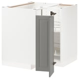 METOD Corner base cabinet with carousel, white/Bodbyn grey, 88x88x80 cm