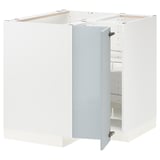 METOD Corner base cabinet with carousel, white/Kallarp light grey-blue, 88x88x80 cm