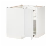 METOD Corner base cabinet with carousel, white/Stensund white, 88x88x80 cm
