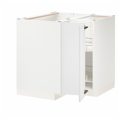 METOD Corner base cabinet with carousel, white/Stensund white, 88x88x80 cm
