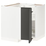 METOD Corner base cabinet with carousel, white/Voxtorp dark grey, 88x88x80 cm