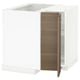METOD Corner base cabinet with carousel, white/Voxtorp walnut effect, 88x88x80 cm