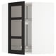 METOD Corner wall cab w carousel/glass dr, white/Lerhyttan black stained, 68x68x80 cm