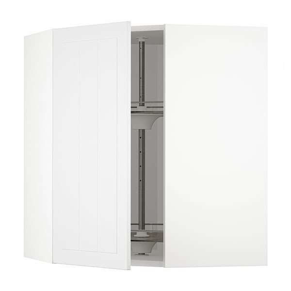 METOD Corner wall cabinet with carousel, white/Stensund white, 68x68x80 cm