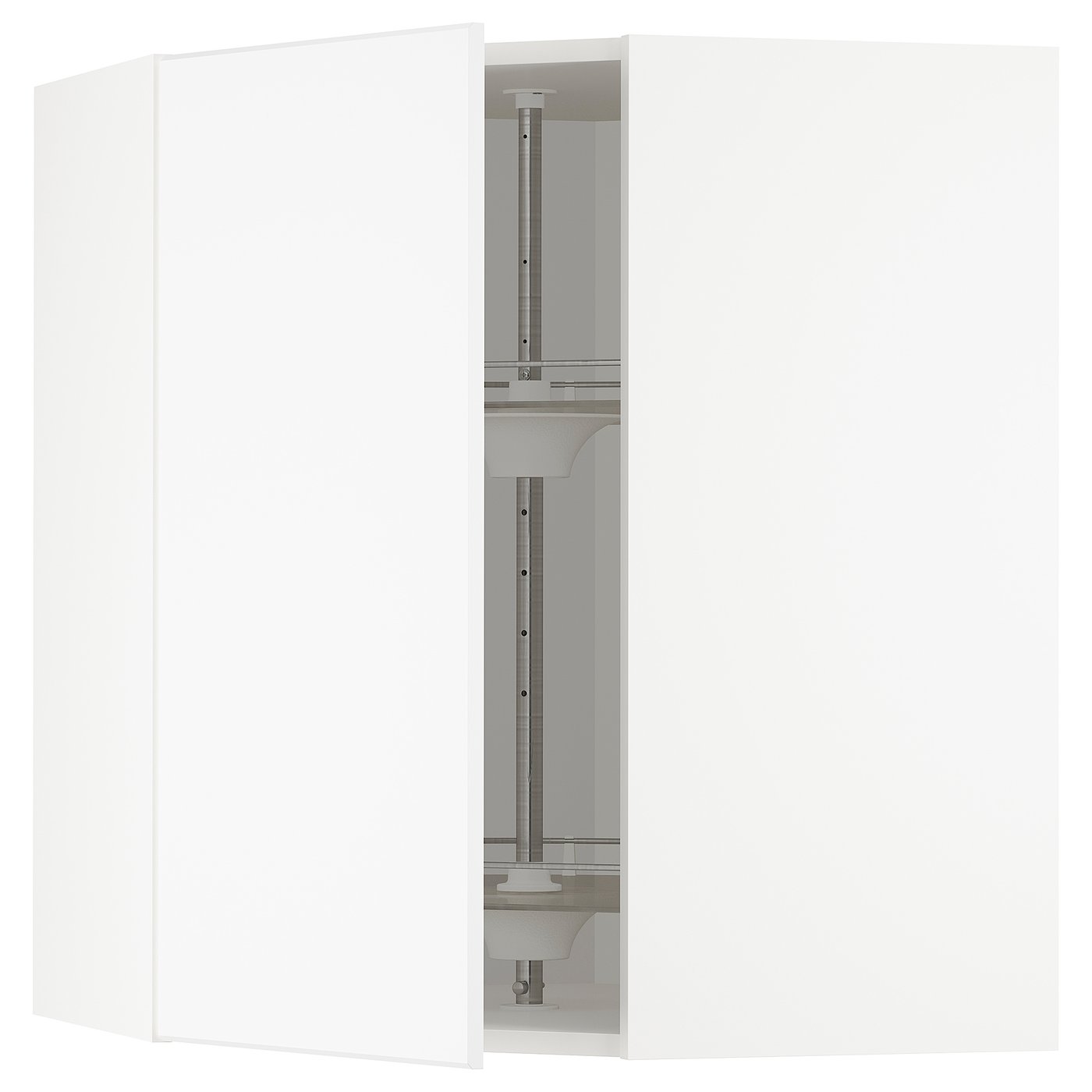 Metod Corner Wall Cabinet With Carousel White Kungsbacka Matt