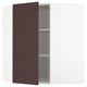 METOD Corner wall cabinet with shelves, white Askersund/dark brown ash effect, 68x68x80 cm