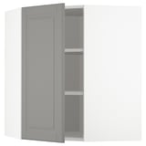 METOD Corner wall cabinet with shelves, white/Bodbyn grey, 68x68x80 cm