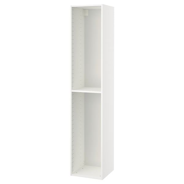 White METOD kitchen cabinet with single shelf, slim, vertical design.