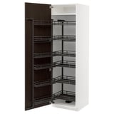 METOD High cabinet with pull-out larder, white/Sinarp brown, 60x60x200 cm