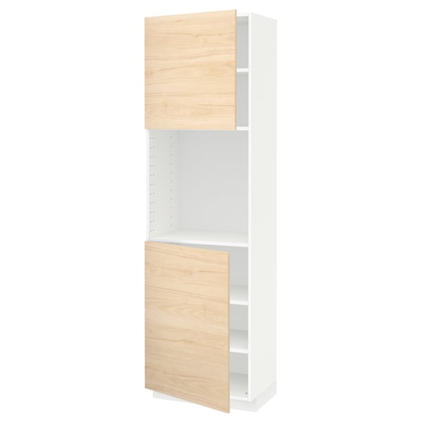 METOD High cabinet with shelves/2 doors, white/Askersund light ash effect, 60x41x200 cm