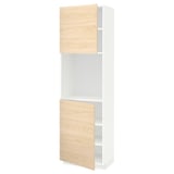 METOD High cabinet with shelves/2 doors, white/Askersund light ash effect, 60x41x200 cm
