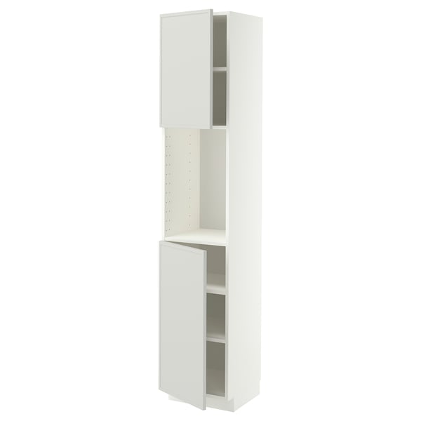 METOD High cabinet with shelves/2 doors, white/Aspudden light grey, 40x41x200 cm