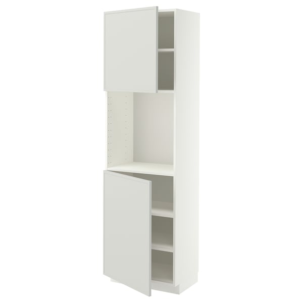 METOD High cabinet with shelves/2 doors, white/Aspudden light grey, 60x41x200 cm