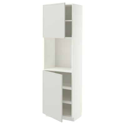 METOD High cabinet with shelves/2 doors, white/Aspudden light grey, 60x41x200 cm