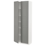 METOD High cabinet with shelves/2 doors, white/Bodbyn grey, 80x41x200 cm