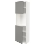 METOD High cabinet with shelves/2 doors, white/Bodbyn grey, 60x41x200 cm