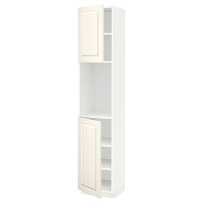 METOD High cabinet with shelves/2 doors, white/Bodbyn off-white, 40x41x200 cm