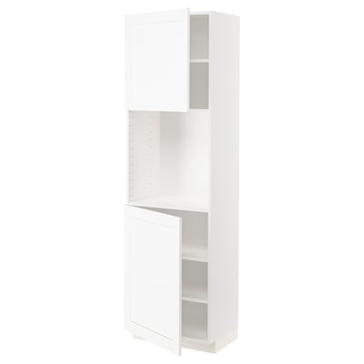 METOD High cabinet with shelves/2 doors, white Enköping/white wood effect, 60x41x200 cm