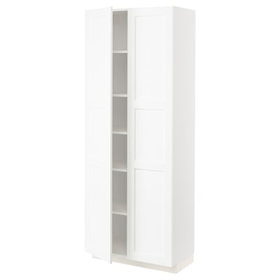 METOD High cabinet with shelves/2 doors, white Enköping/white wood effect, 80x41x200 cm