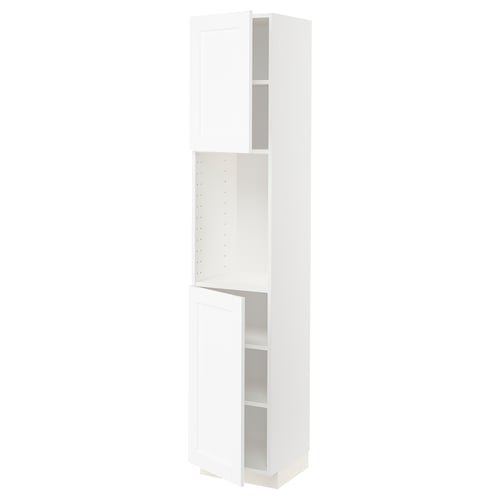 White METOD tall kitchen cabinet with adjustable shelves, sleek design.