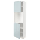 METOD High cabinet with shelves/2 doors, white/Kallarp light grey-blue, 60x41x200 cm