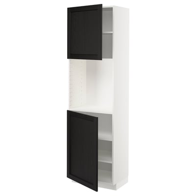 METOD High cabinet with shelves/2 doors, white/Lerhyttan black stained, 60x41x200 cm