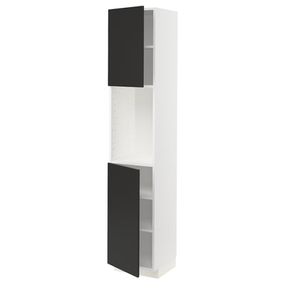 METOD High cabinet with shelves/2 doors, white/Nickebo matt anthracite, 40x41x200 cm