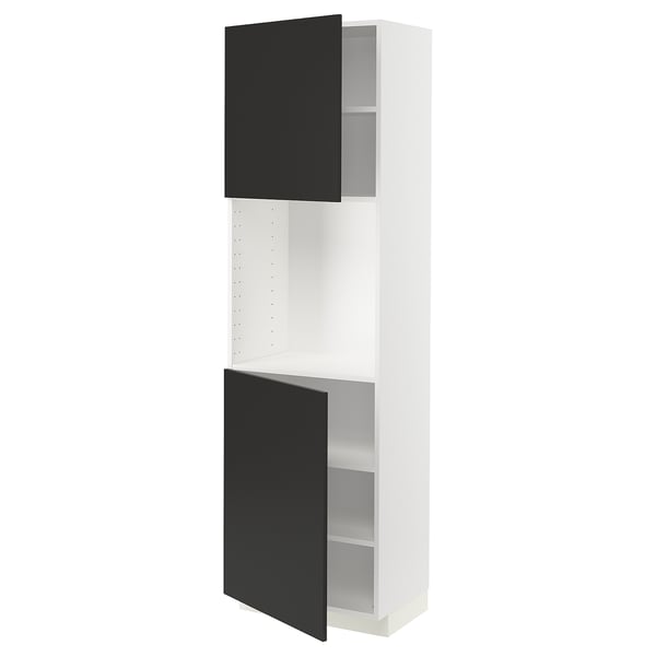 METOD High cabinet with shelves/2 doors, white/Nickebo matt anthracite, 60x41x200 cm