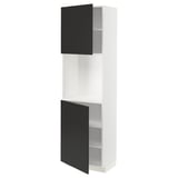 METOD High cabinet with shelves/2 doors, white/Nickebo matt anthracite, 60x41x200 cm