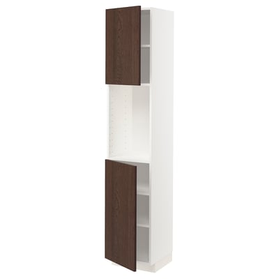 METOD High cabinet with shelves/2 doors, white/Sinarp brown, 40x41x200 cm