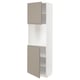 Option: METOD High cabinet with shelves/2 doors, white/Upplöv matt dark beige, 60x41x200 cm