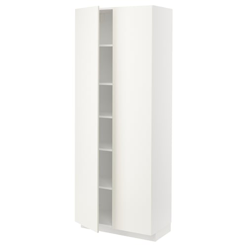 White METOD kitchen cabinet with adjustable shelves and easy-to-clean hinges.